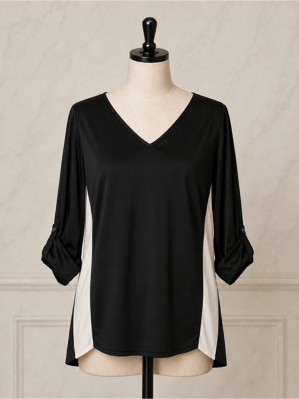 ANTONIO MELANI Black Top with White  Side Panels size L